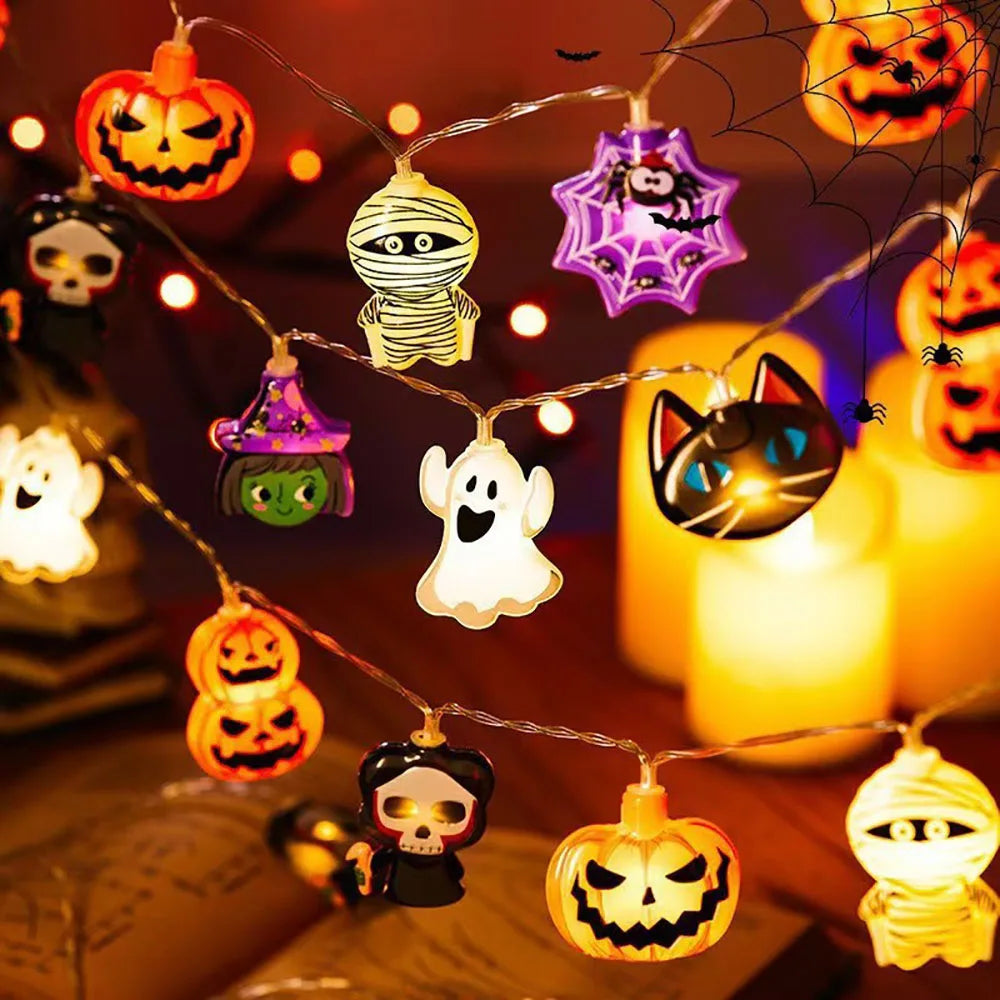 Pumpkin & Ghost LED String Lights – Halloween Decor, 1.5M or 3M