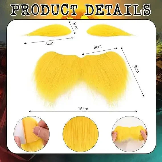 Orange Bodysuit Costume with Moustache & Eyebrows - Kids & Adult Halloween Jumpsuit