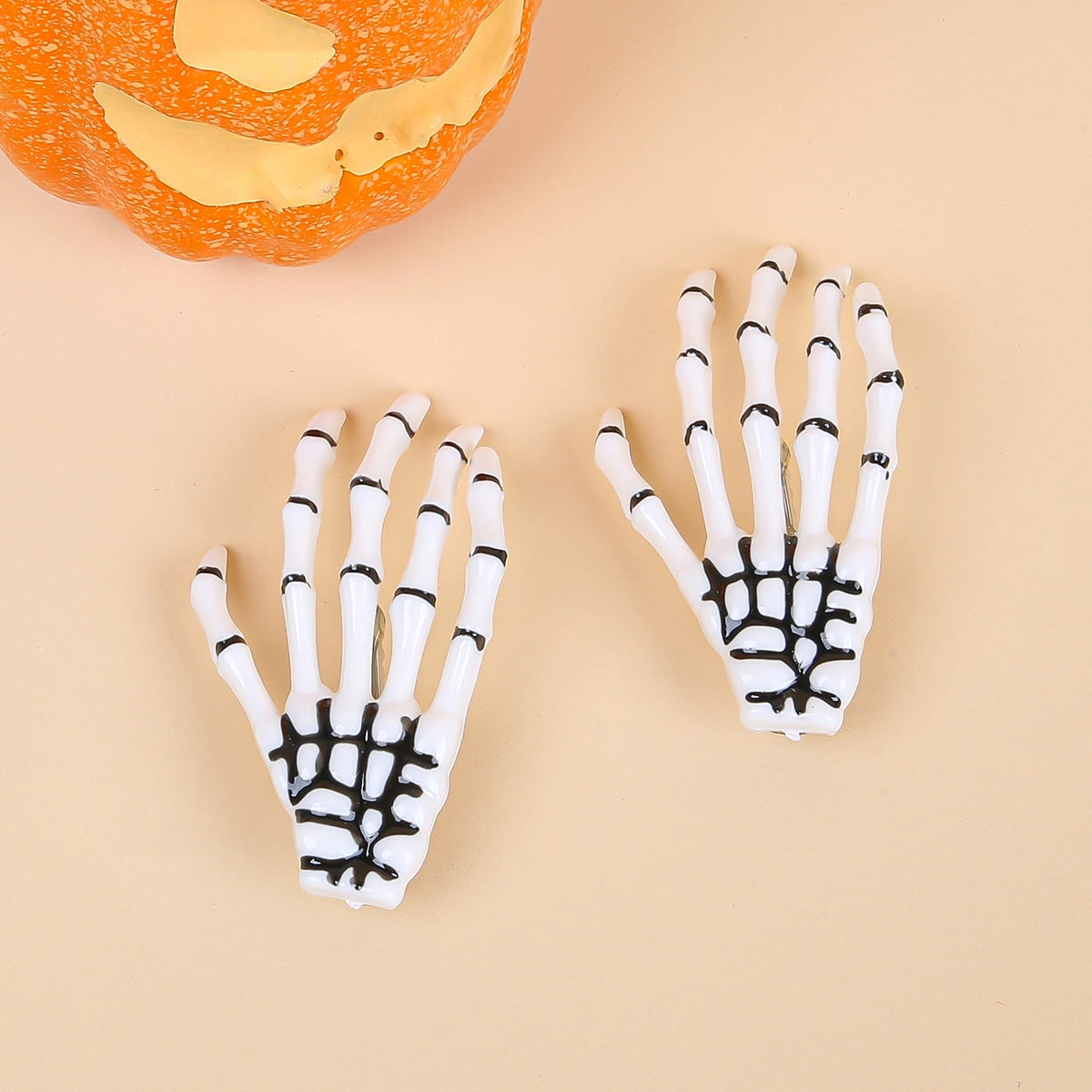 Skeleton Hand Hair Clips — Gothic Halloween Hair Accessories, Multi-Pack