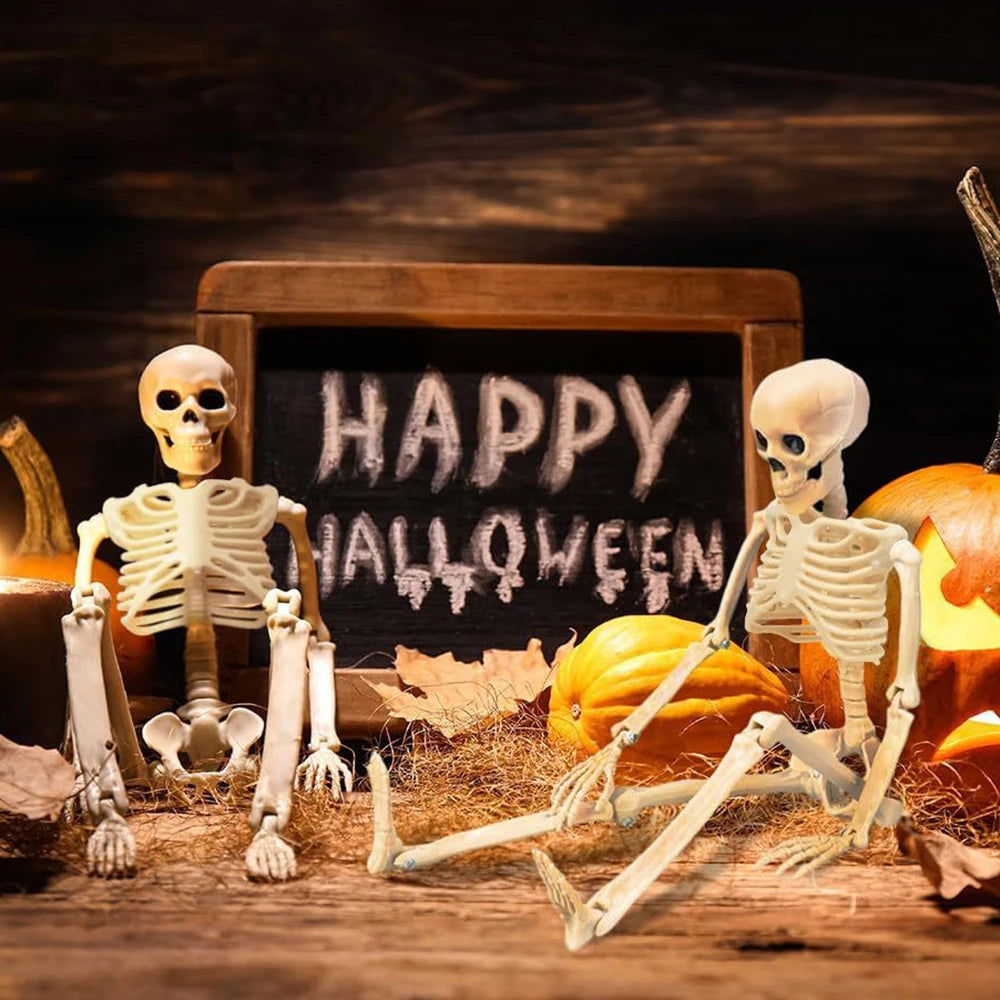 Posable Plastic Halloween Skeleton – 40cm Horror Decoration