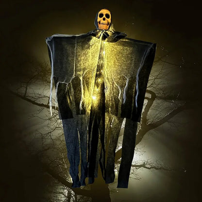 Glowing Skull Skeleton Hanging Ghost Decoration – Outdoor Halloween Prop