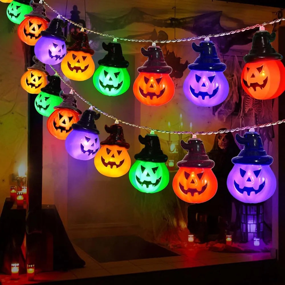 Pumpkin String Lights - RGB LED Indoor Outdoor Halloween Decor