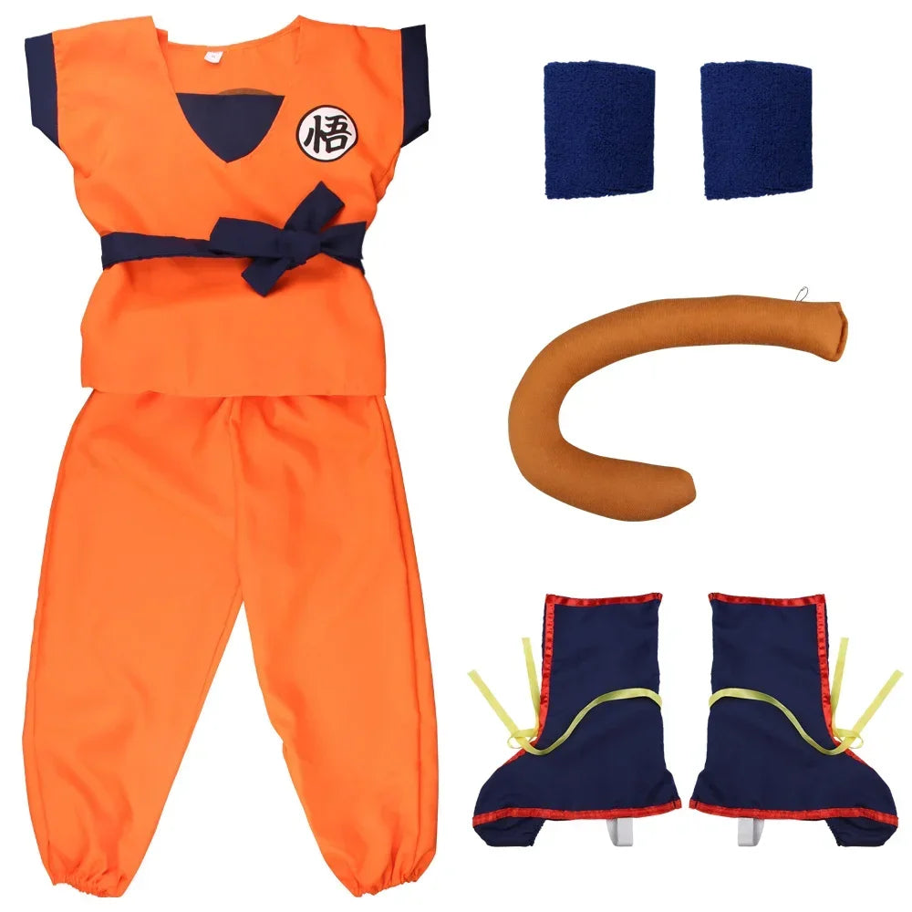 Saiyan Warrior Anime Cosplay Costume - Kids & Adult Halloween Costume with Tail & Wig