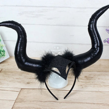Oversized Demon Horn Headband — Halloween Evil Queen & Witch Costume Accessory