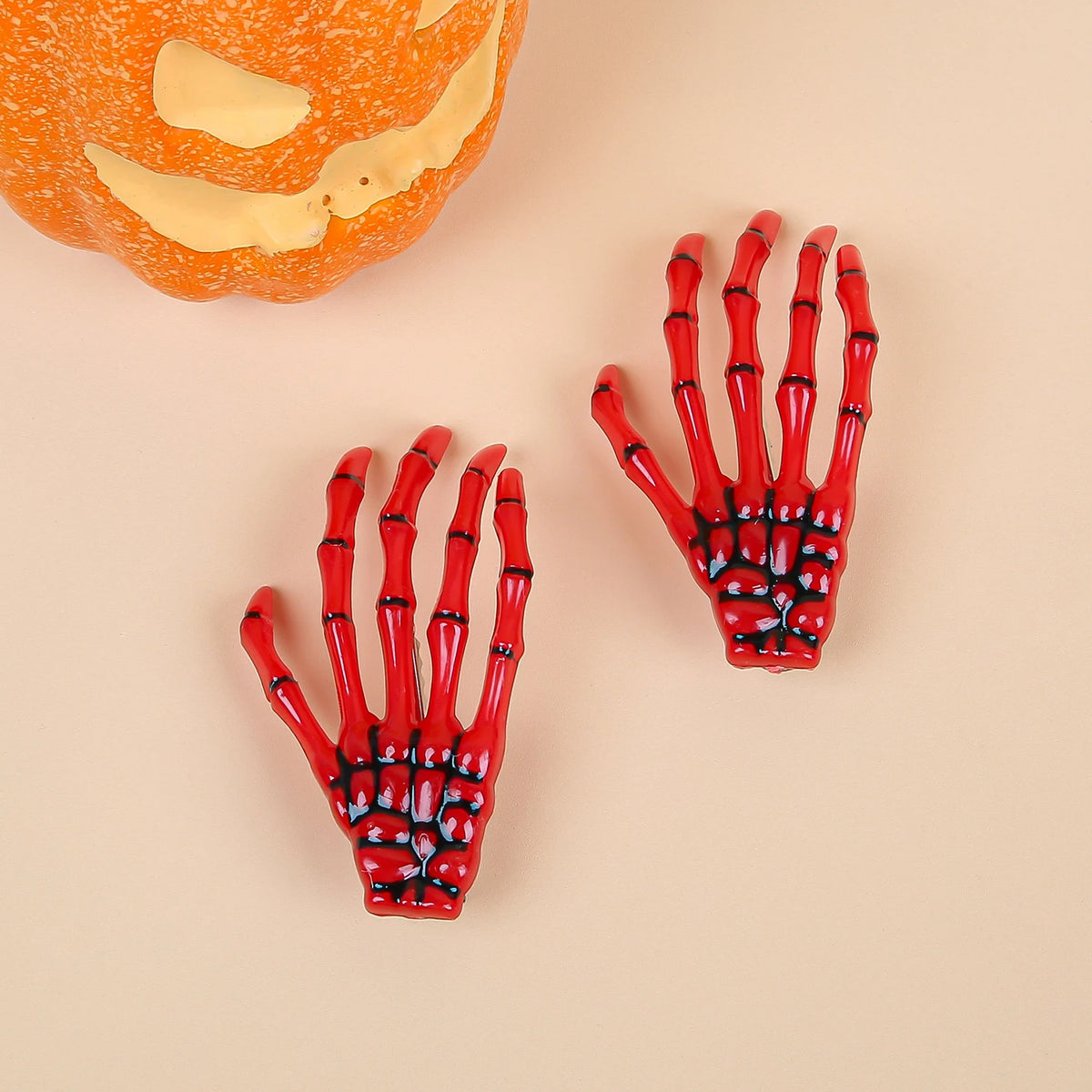 Skeleton Hand Hair Clips — Gothic Halloween Hair Accessories, Multi-Pack