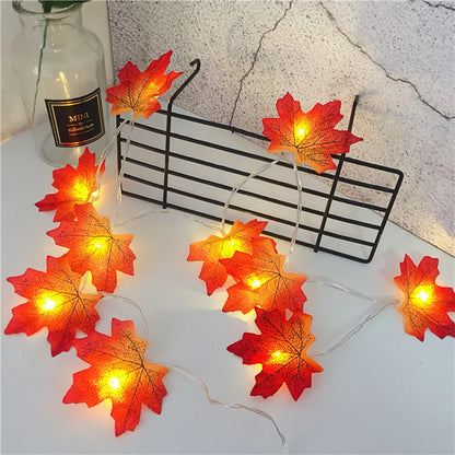 Maple Leaf LED String Lights – Fall Halloween Garland, 2M/3M/6M