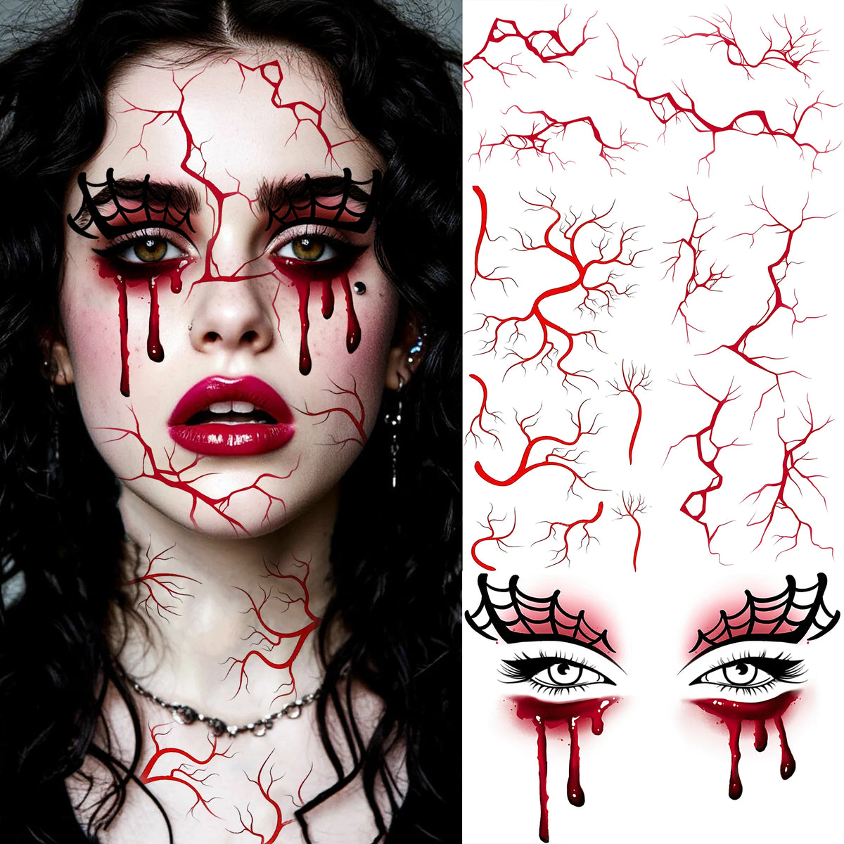 Realistic Wound & Scar Temporary Tattoos — Halloween Zombie Makeup, 4 Sheets