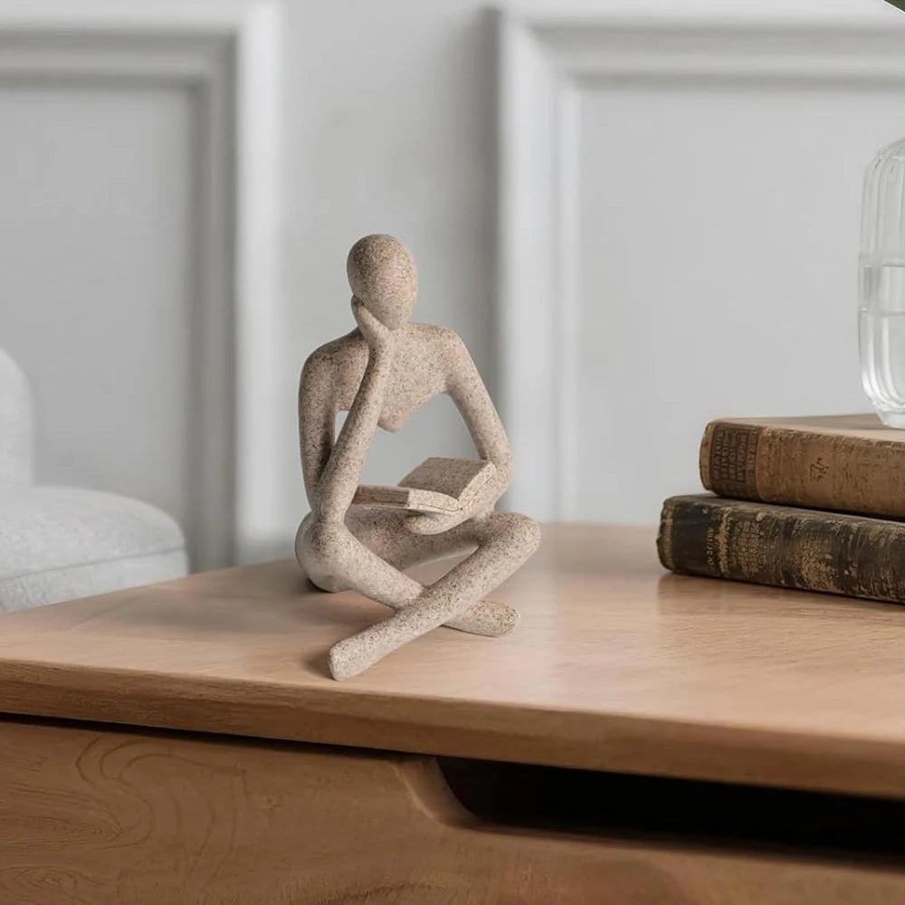 Abstract Thinker Sculpture – Modern Resin Decorative Figurine