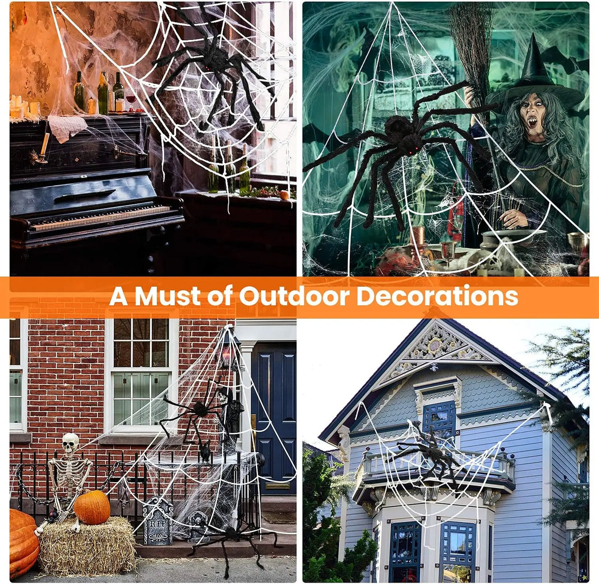 Giant Hairy Black Spider – Outdoor Halloween Yard Decor, 75–200cm
