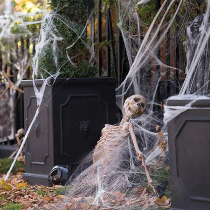 Stretchy Cobweb with Spiders – Haunted House Halloween Decor