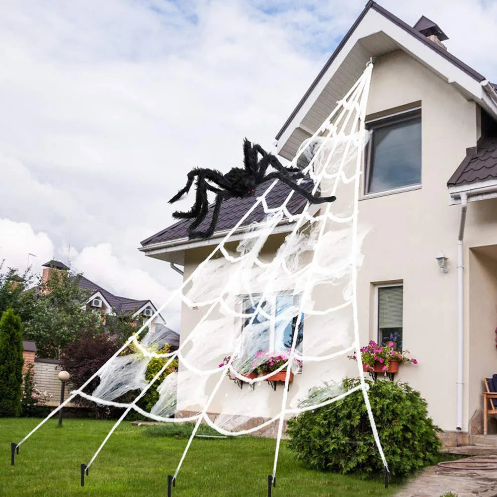 Large Triangle Spider Web, 5m – Outdoor Halloween Yard Decor