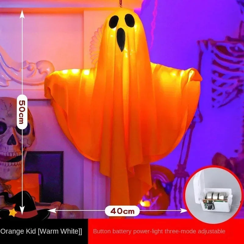 Glowing White Ghost LED Hanging Halloween Decoration with Fairy Lights