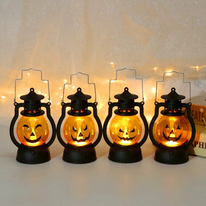 LED Hanging Pumpkin & Ghost Lantern – Retro Halloween Decor