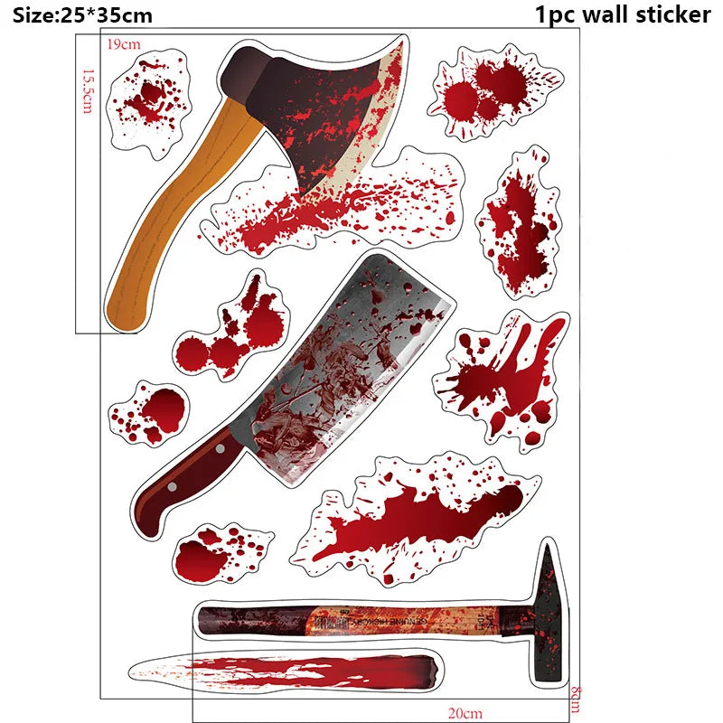 Bloody Handprint & Skull Window Stickers – Halloween Decor