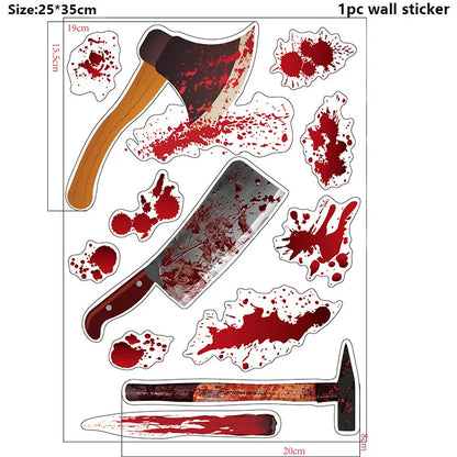 Bloody Handprint & Skull Window Stickers – Halloween Decor