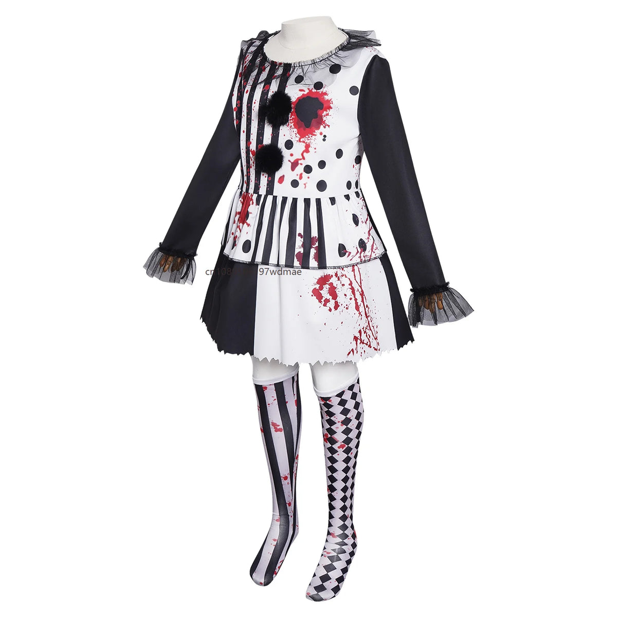 Horror Clown Costume for Women – Blood Splatter Circus Dress