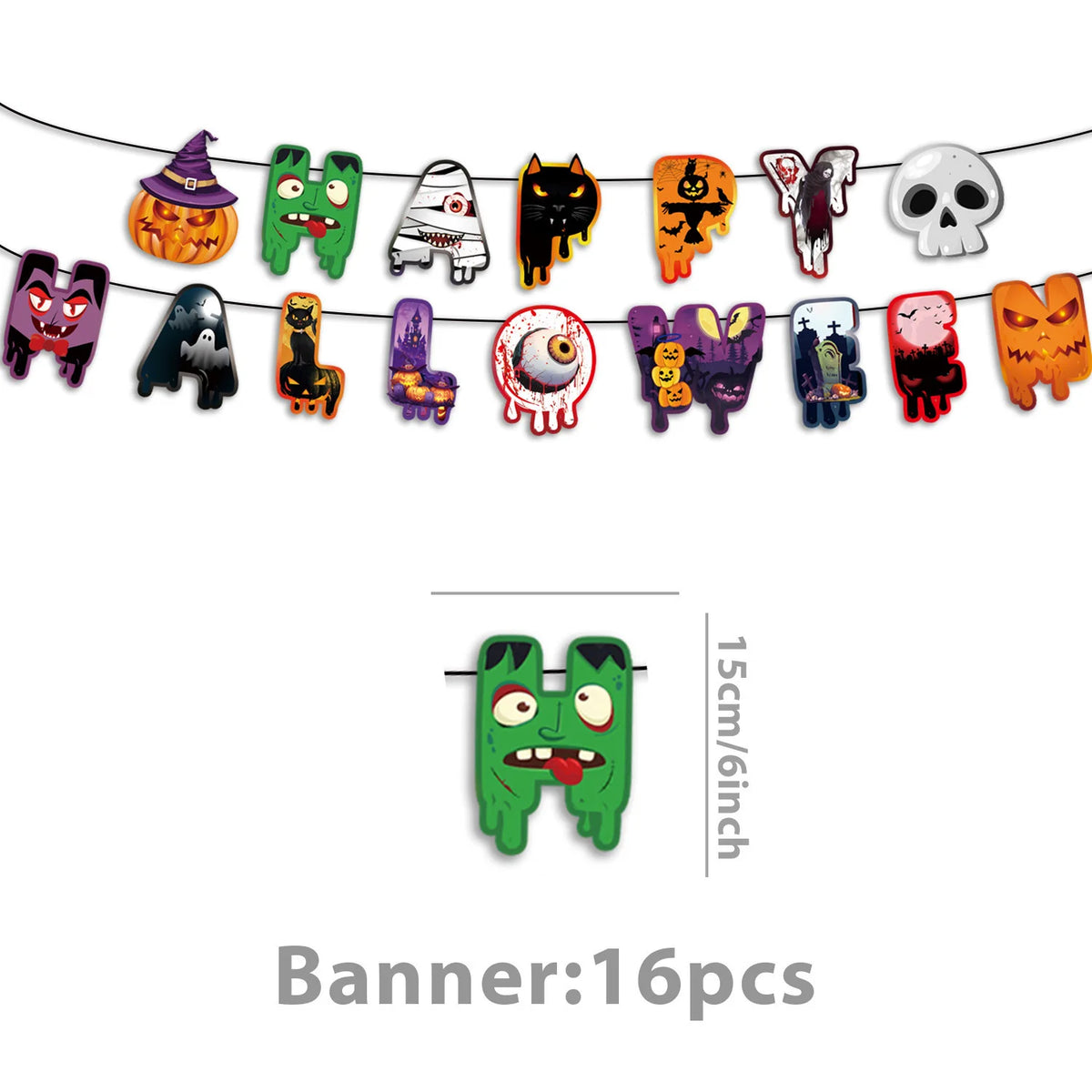 Ghost Halloween Party Decoration Set – Tableware, Balloons & Banners