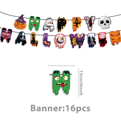 Ghost Halloween Party Decoration Set – Tableware, Balloons & Banners