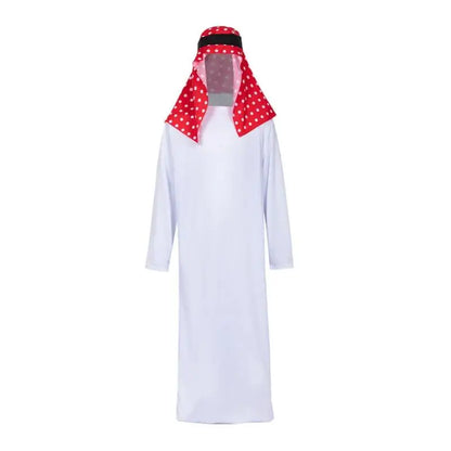 Men's white robe costume set with headscarf, headband and beard