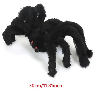 Giant Black Plush Spider Halloween Decoration - Indoor Outdoor Haunted House Prop