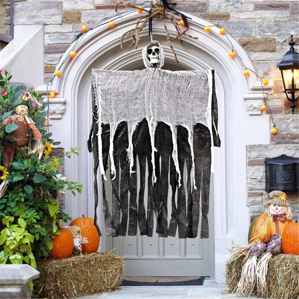 Hanging Skull Ghost Decoration – Outdoor Halloween Prop