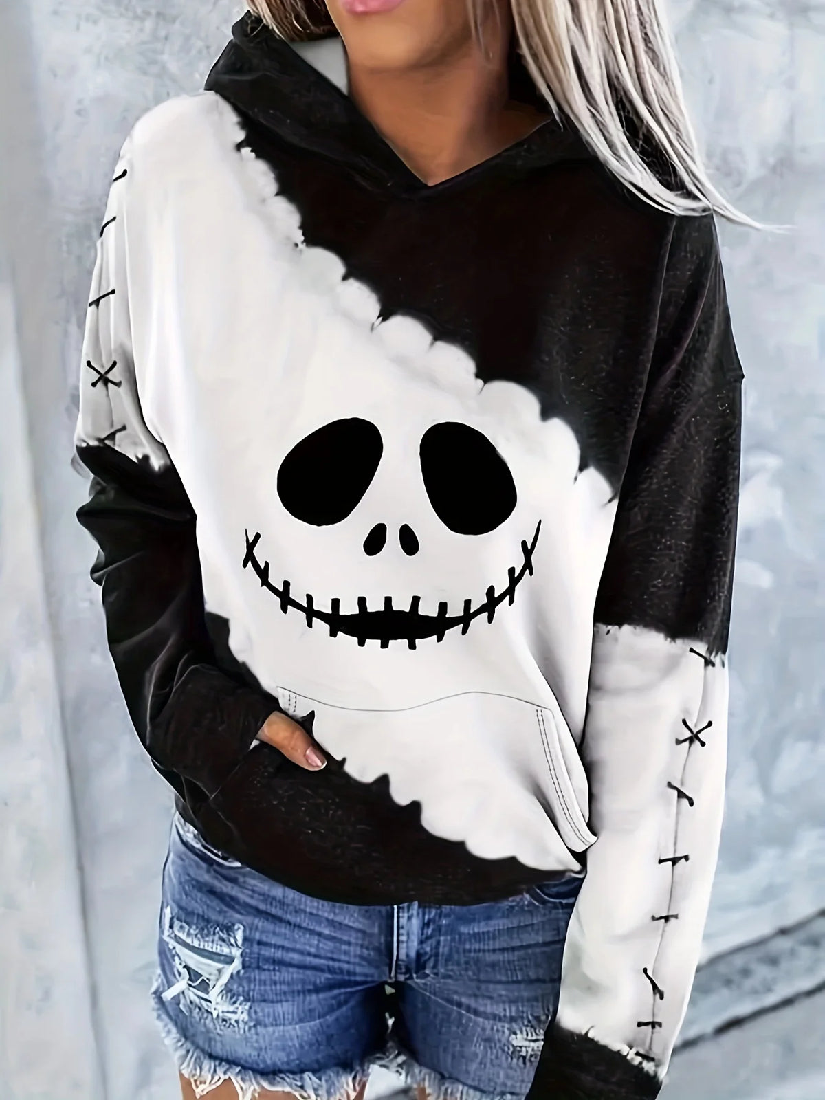 Halloween Evil Face 3D Print Hoodie — Unisex Streetwear Pullover
