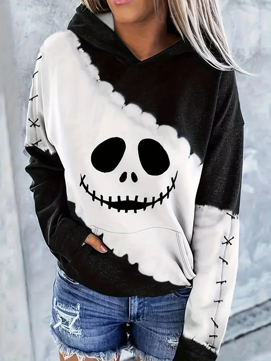 Halloween Evil Face 3D Print Hoodie — Unisex Streetwear Pullover