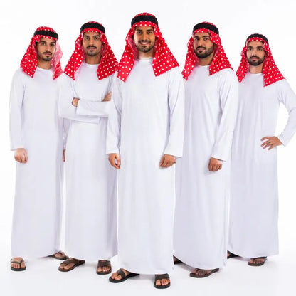 Men's white robe costume set with headscarf, headband and beard