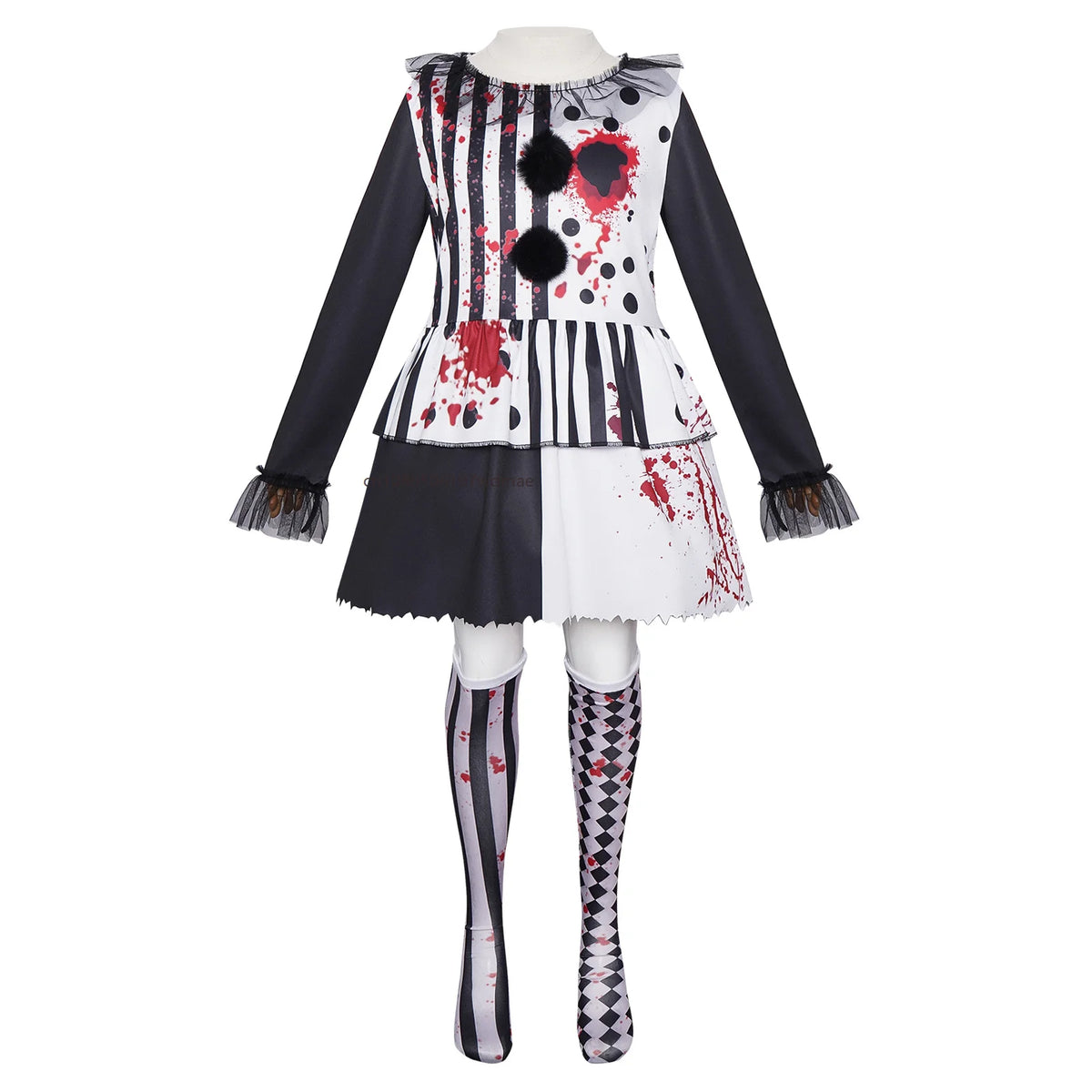 Horror Clown Costume for Women – Blood Splatter Circus Dress