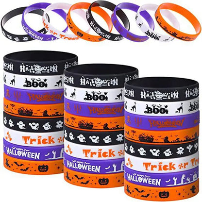 Happy Halloween Silicone Wristbands, 12 or 24 Pack – Party Favors