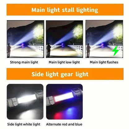 30W High Power LED Flashlight with COB Side Light