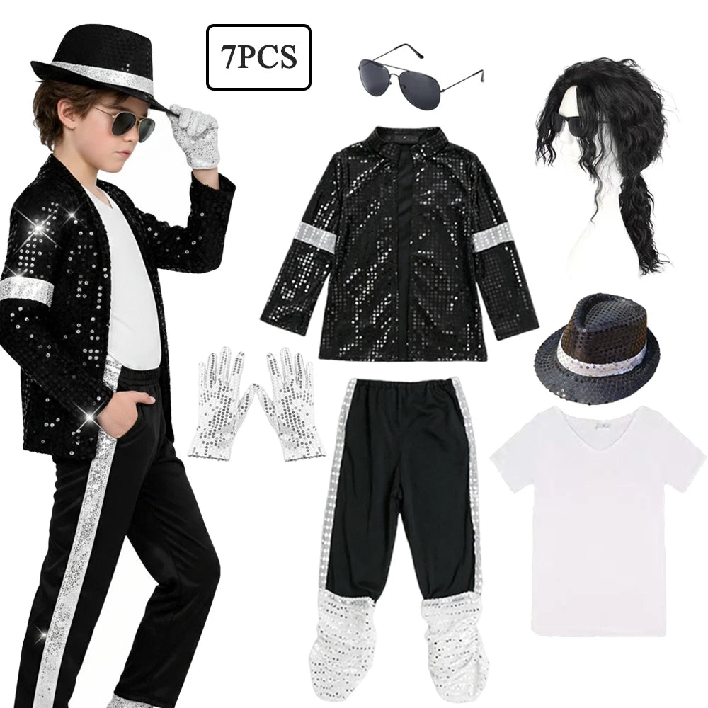 80s Pop Icon Dance Costume for Boys - Halloween Hip Hop Performance Outfit