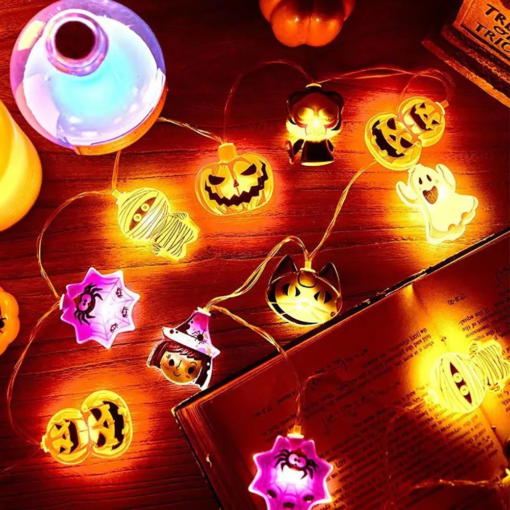 Pumpkin & Ghost LED String Lights – Halloween Decor, 1.5M or 3M