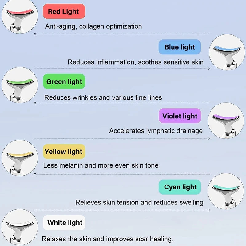7 Color LED Face & Neck Massager – EMS Skin Tightening Device