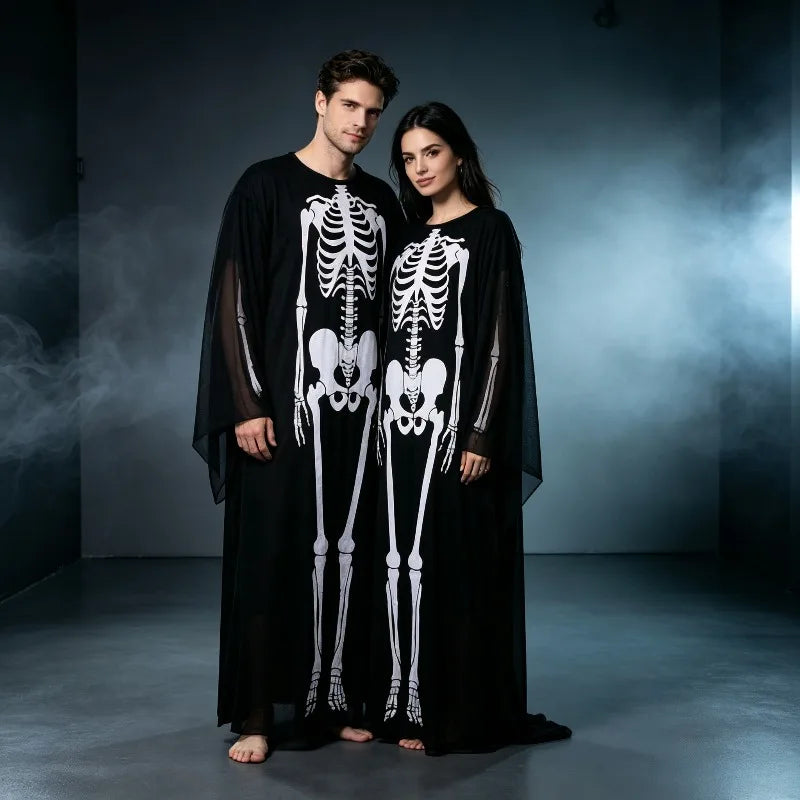 Glow-in-the-Dark Skeleton Costume - Full Body Zip-Up Halloween Outfit