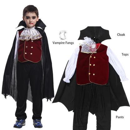 Kids Vampire Costume Set with Trident & Tattoo Stickers - Boys & Girls