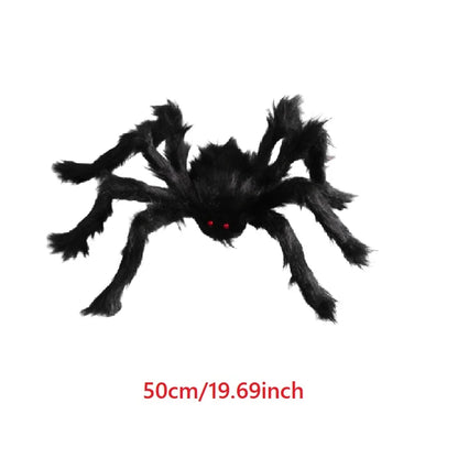 Giant Black Plush Spider Halloween Decoration - Indoor Outdoor Haunted House Prop