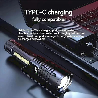 30W High Power LED Flashlight with COB Side Light