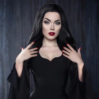 Gothic Vampire Witch Costume for Women – Black Halloween Dress