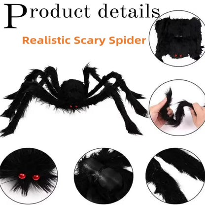 Giant Hairy Black Spider – Outdoor Halloween Yard Decor, 75–200cm