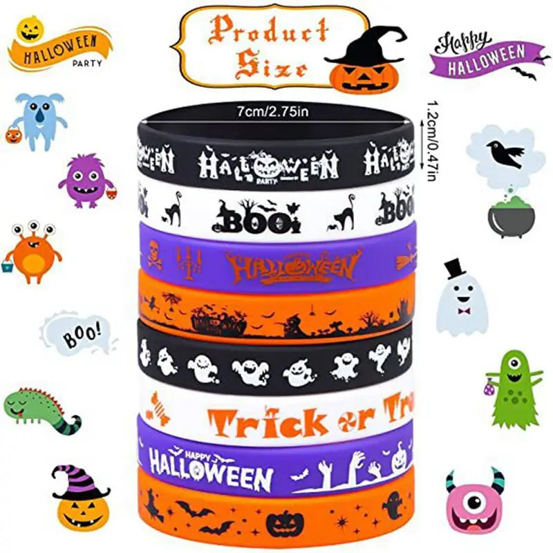Happy Halloween Silicone Wristbands, 12 or 24 Pack – Party Favors