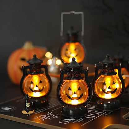LED Hanging Pumpkin & Ghost Lantern – Retro Halloween Decor