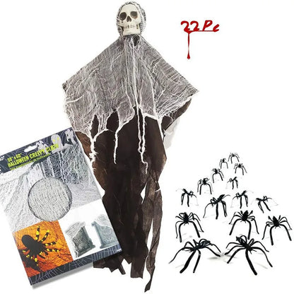 Hanging Skull Ghost Decoration – Outdoor Halloween Prop