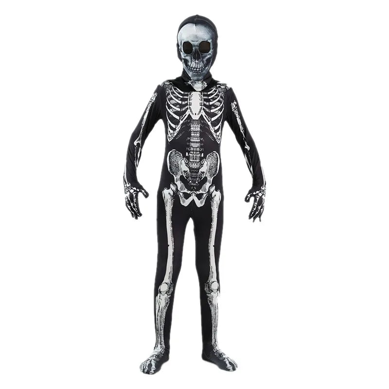 Grim Reaper Skeleton Hooded Costume for Kids