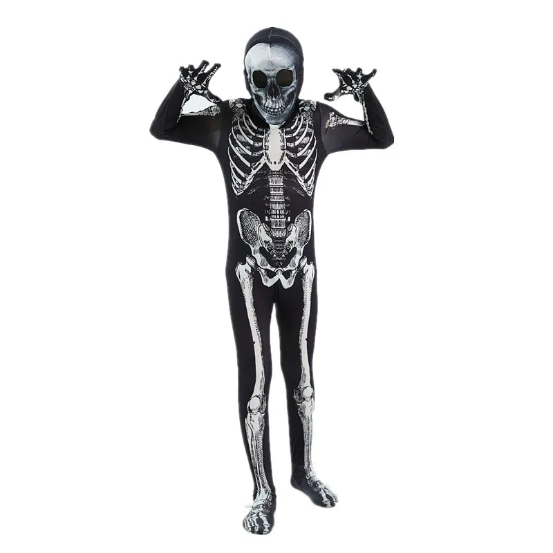Grim Reaper Skeleton Hooded Costume for Kids