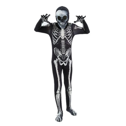 Grim Reaper Skeleton Hooded Costume for Kids