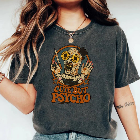 Evil Clown Halloween Graphic Tee — Cute But Psycho Horror Shirt, Unisex