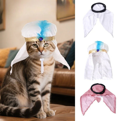 Cat head scarf costume hat for cats and small dogs