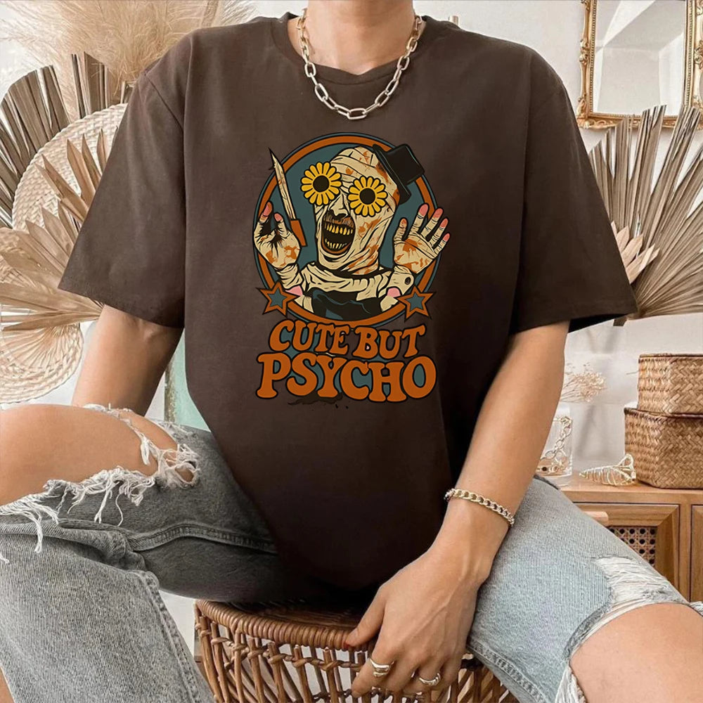 Evil Clown Halloween Graphic Tee — Cute But Psycho Horror Shirt, Unisex