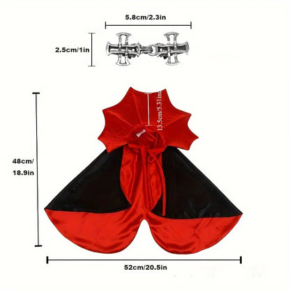 Vampire Cape & Collar Set for Cats – 2-Piece Halloween Pet Costume